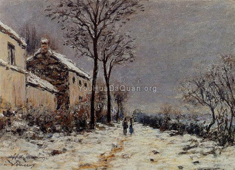 The Effect of Snow at Veneux - 阿尔弗莱德·西斯莱
